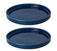 Fzfeiyy Set di 2 piattini in Ceramica per Piante da Interni da 17,8 cm, vassoi antigoccia, piattini per vasi da Fiori (Blu)