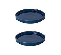Fzfeiyy Sottovaso in Ceramica da 12,7 cm, Confezione da 2 piattini Rotondi per Interni ed Esterni, per trattenere Gocce d'Acqua e Terreno, Vassoio di drenaggio in Ceramica per vasi di Piante (Blu)
