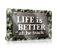 FZFN Bar Signs Vintage Life Is Better At The Track: A Rustic Sign With Nature'S Touch Tin Funny Metal Poster Funnymetal Sign (20 x 30 cm)