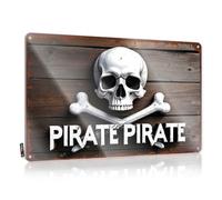FZFN Cartello con scritta in lingua inglese "Man Cave Sign Funny Skull and Crossbones: The Iconic Pirate Symbol Tin Sign Beer Decor Home Decor for Men (20 x 30 cm)