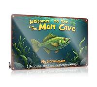 FZFN Cartello da bar con scritta in lingua inglese "Exploring Underwater Wonders: A Fishy Adventure In The Man Cave", in metallo, divertente cartello da parete per casa e bar (20 x 30 cm)