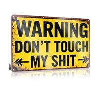 FZFN Cartello di avvertimento rustico per bar e casa, cartello di avvertimento: Don'T Touch My Stuff, cartello in latta divertente per la porta della grotta (30 x 40 cm)
