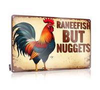 FZFN Cartello per barbecue all'aperto Ranefish But Nuggets: A Rooster'S Delightful Dilemma, in metallo, per decorare la casa e il bar (20 x 30 cm)