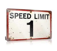 FZFN Cool Room Accessories for Teens Boys Rusty Speed Limit Sign with Bold Number One Tin Pool Signs and Decor Outdoor Metal Signs Decor (20 x 30 cm)