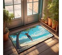 FZFN Decorazione da bar per la casa rilassante sulla spiaggia: zerbino con scritta in inglese "The Guest's Escape", grande tappetino di benvenuto per esterni (50 x 80 cm)