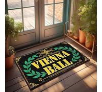 FZFN Decorazione da bar per la casa, vintage con cartello di palla di Vienna con corona di alloro, zerbino decorativo per esterni, grande tappetino di benvenuto per esterni (65 x 90 cm)