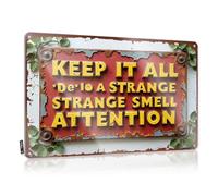FZFN Decorazione per uomo Cave Rusty Warning Sign: Keep It All De-Io A Strange Smell Attenzione Targa in metallo per casa bar divertente per esterni (20 x 30 cm)