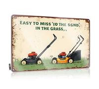FZFN Divertente cartello per patio con falciatrice da giardino in azione: "Io The Sign" in the Grass Targa in latta divertente vintage con scritta "Io The Sign" (30 x 40 cm)
