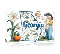 FZFN Divertente decorazione per esterni Georgia: una terra di leggende, fiori e folklore in latta decorazione per uomo grotta vintage targa in latta fu (30 x 40 cm)