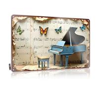 FZFN Funny Man Cave Signs Music, Nature, And Elegance: A Symphony Of Butterflies And Piano Targa in latta per uomo Cave Bar Signs for Home Decor (30 x 40 cm)