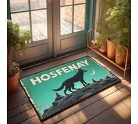 FZFN Hosfenay: il mistico lupo sotto la luna crescente, zerbino decorativo per esterni e portico per interni (65 x 90 cm)
