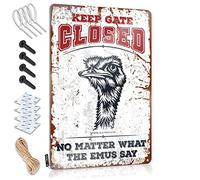 FZFN Keep Gate Closed No Matter What The Emus Say Nice Spring Portico Decor - Targa in latta da appendere alla parete (30 x 40 cm)