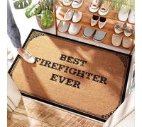 FZFN Outdoor Under Lime Welcome Mat | Best Firefighter Ever - Grip Bath & Funny/Bed - Zerbino per porta d'ingresso, ingresso interno, cocco cocco (40 x 60 cm)