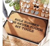FZFN Piccolo zerbino circolare - Rule Number One Never Touch My Tools | Ingresso esterno/gomma antiscivolo - Zerbino per esterni per ingresso di casa, ingresso sottile e tappeto, esterno (40 x 60 cm)