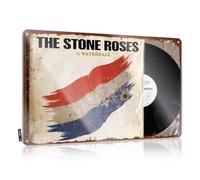 FZFN Poster da parete moderno rustico con citazione indie, design divertente per camper e garage, superficie morbida, in metallo antiruggine, copertina dell'album The Stone Roses con disco in vinile