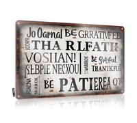 FZFN Stuff For Your Room Be Grateful, Thankful, Patient: A Reminder Of Life'S Values Targa in latta Mancave, decorazione vintage per bar (30 x 40 cm)