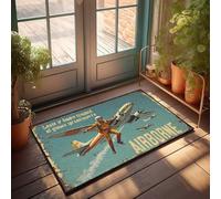 FZFN Tappetino di benvenuto in fattoria con avventura in aereo: un viaggio di paracadutisti sopra i cieli zerbino per piscina roba accessori per casa bar (50 x 80 cm)