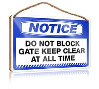 FZFN Targa da appendere con avviso "Do Not Block Gate Keep Clear At AllTime" in legno per la casa e per esterni (23 x 35 cm)