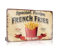 FZFN Targa in latta con scritta "Hot Beer", ricetta speciale, patatine fritte autentiche, promentic try me!, decorazione per la casa da uomo (30 x 40 cm)