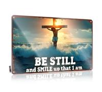 FZFN Targa in latta con scritta in lingua inglese "Be Still And Smile: Finding Peace Amidst Life'S Waves", accessorio per uomini, casa, bar, 30 x 40 cm