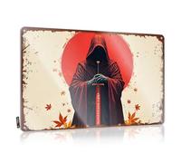 FZFN Targa in latta con scritta "Silent Samurai: The Red Moon's Shadow", decorazione per la stanza dei ragazzi e ragazzi (20 x 30 cm)