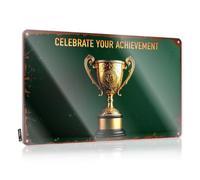 FZFN Targa in latta con scritta "Whisky Signs For Home Bar Golden Trophy: Celebrate Your Hard-Earned Success!", cartello stradale divertente per porta della grotta (20 x 30 cm)