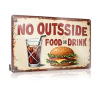 FZFN Targa in latta con scritta "Whisky Signs For Home Bar Prohibited: No Outside Food or Drink Allowed Here!" Cartello stradale divertente per porta della grotta (20 x 30 cm)