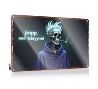 FZFN Targa in latta con scritta "Whisky Signs For Home Bar Skull In Hoodie Smoking: A Spooky Fashion Statement", divertente cartello stradale per porta della grotta (30 x 40 cm)