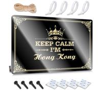 FZFN Targa in latta personalizzata con set da bagno, idee, resistente allo sbiadimento, con scritta "Keep Calm I'm Hong Kong for Home Kitchen | Decorazione vintage sbiadita per camper party (30 x 40