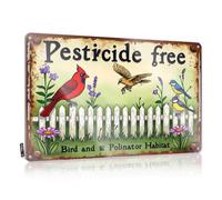 FZFN Targa in latta retrò Safe Haven: Pesticide-Free Bird and Impollinator Habitat, divertente cartello in metallo sarcastico per garage e bar (30 x 40 cm)