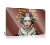 FZFN Targa in metallo con scritta in lingua inglese "Fancy Bath: Funghi che adornano un elegante collare", divertente cartello in latta per birra, bar e grotte (20 x 30 cm)