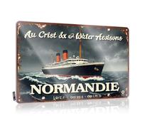 FZFN Targa in metallo con scritta "Man Cave Signs and Decor Normandie: A Journey Through Time On The Legendary Ocean Liner" (lingua italiana non garantita)
