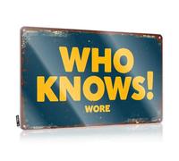 FZFN Targa in metallo divertente per bar con scritta in lingua inglese "For Man Cave Who Knows? The Story Behind Wore" (20 x 30 cm)