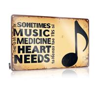 FZFN Targa in metallo divertente per bar con scritta in lingua inglese "Man Cave Music: The Medicine Our Hearts Need", 30 x 40 cm