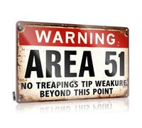 FZFN Targa in metallo per garage Man Cave Area 51, segnale di avvertimento: No Treplings Allowed Beyond This Point, targa in latta per camera da letto, cartello divertente per bar (20 x 30 cm)