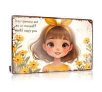 FZFN Targa in metallo vintage con scritta in lingua inglese "Stay Genuine And Let Your Mesorff World Copy You: A Whimsical Flo", per la porta della camera da letto, divertente, 20 x 30 cm