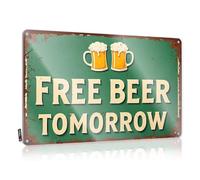 FZFN Targa in metallo vintage con scritta "Little Man Cave Free Beer Tomorrow: A Festive Toast To Future Cheers! Targa in metallo vintage divertente con birra (20 x 30 cm)