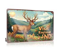 FZFN Targhette personalizzate per bar visitare l'Inghilterra: la terra dei cervi e la bellezza scenica, decorazione per uomo grotta mancava, accessori da uomo (30 x 40 cm)