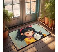 FZFN Zerbini per ingresso interno Home Whispering Secrets: A Girl' S Tender Moment With Her Cat Zerbino Welcome Home Zerbino Cool Stuff per ragazzi (40 x 60 cm)