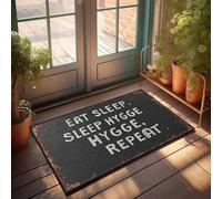 FZFN Zerbino con scritta in inglese "Hygge Bliss: The Danish Way Of Life", zerbino con scritta in lingua inglese "Thankful", decorazione per bar, divertente zerbino (50 x 80 cm)