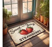 FZFN Zerbino con scritta in inglese "Sweet and Juicy Strawberry", zerbino con scritta in inglese "Thankful", decorazione per bar, divertente zerbino (65 x 90 cm)