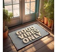 FZFN Zerbino con scritta in lingua inglese "Good Vibes Only", con scritta in lingua inglese "Good Vibes Only", con scritta in inglese "Thankful Energy" (65 x 90 cm)