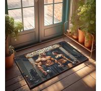 FZFN Zerbino estivo per esterni con coppia muscolosa che mostra forza in palestra, zerbino decorativo per cortile, decorazione musicale (50 x 80 cm)