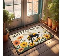 FZFN Zerbino estivo per esterni con miracolo della natura, un viaggio di api attraverso i girasoli, decorazione per cortile, decorazione musicale (65 x 90 cm)