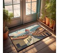 FZFN Zerbino in tinta unita per artigianato, strade ciottolate illuminate dal sole, che portano a una maestosa cupola zerbino rustico tappeto da bagno decorazione ufficio per uomo (65 x 90 cm)