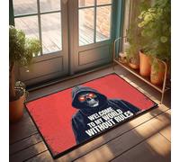FZFN Zerbino invernale con teschio con cappuccio, con scritta in lingua inglese "Welcome to my world without rules", zerbino decorativo per casa, bar, cucina, 40 x 60 cm