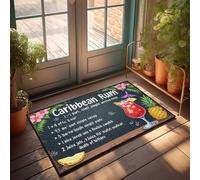 FZFN Zerbino invernale per esterni con rum caraibico, ricetta per cocktail, una guida per bevande tropicali, zerbino decorativo per casa, bar, cucina (50 x 80 cm)