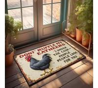 FZFN Zerbino invernale per esterni, rustico, cartello di avvertimento con gallo "Don'T Ruffle My Feathers!", zerbino decorativo per casa, bar, cucina (40 x 60 cm)
