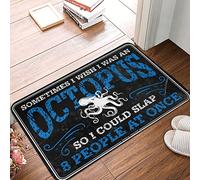FZFN Zerbino lavabile da cucina con accessori per videogiochi, con scritta in lingua inglese "Sometimes I Wish I Was An Octopus, So I Could Slap 8 People At Onone", per interni ed ingresso, divertente