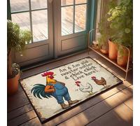 FZFN Zerbino per esterni e bar, decorazione con un vecchio gallo e il suo pulcino dal vivo qui! Zerbino decorativo per esterni per ingresso interno (50 x 80 cm)